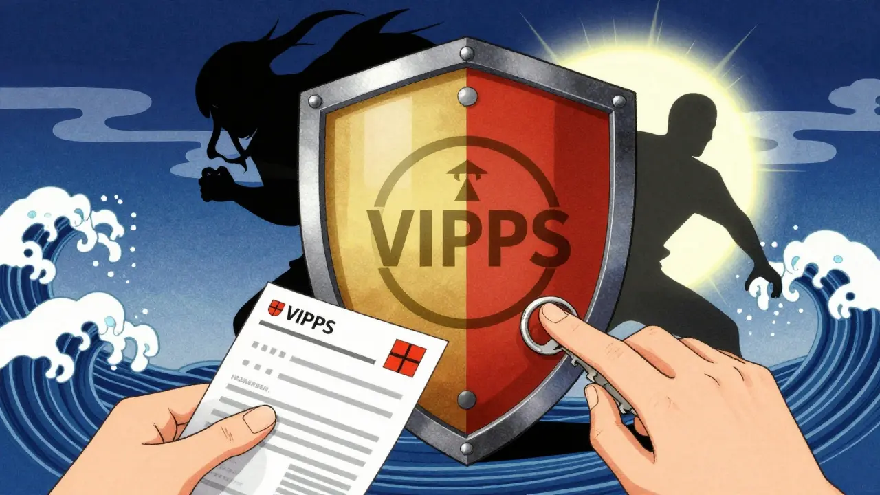 Artistic depiction of a safety shield protecting against online pharmacy scams.