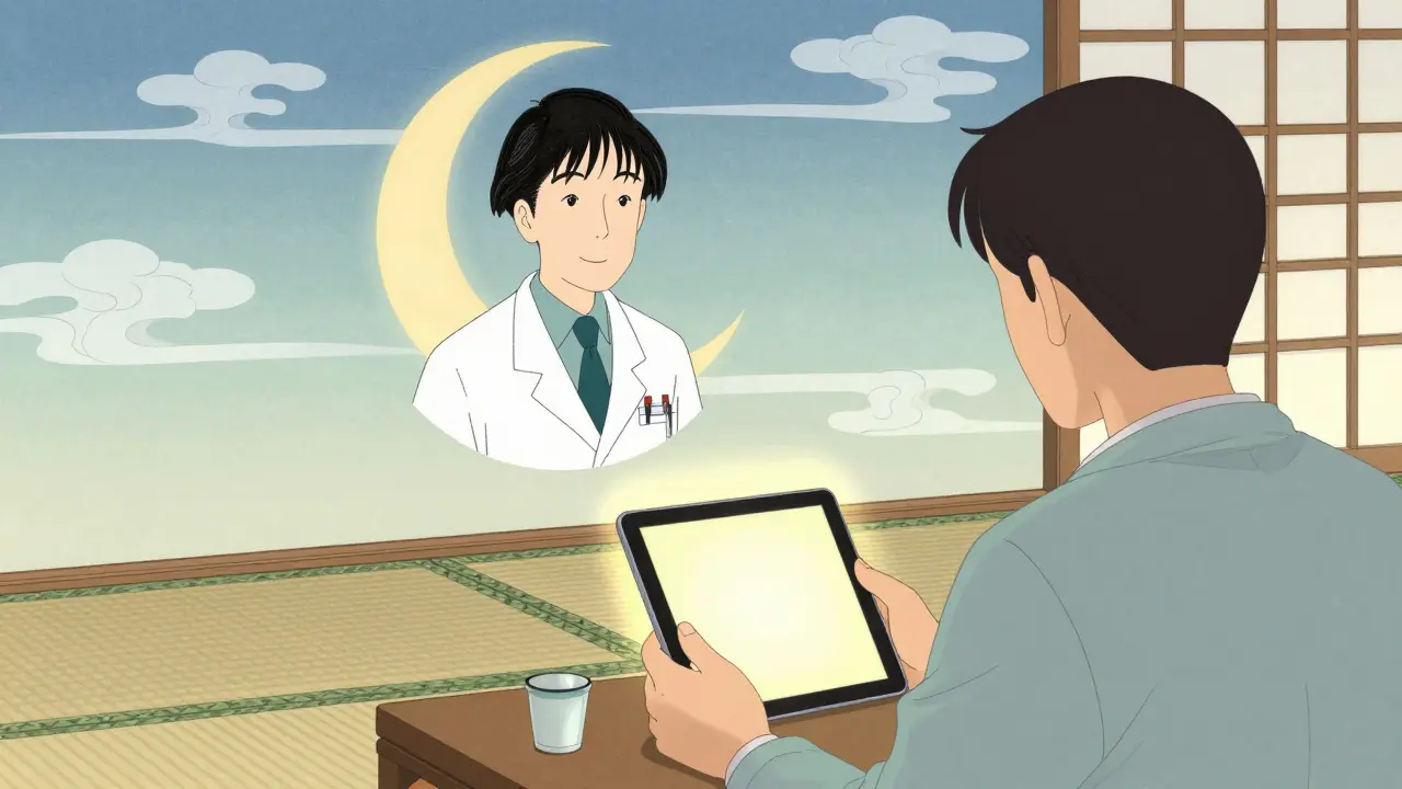Telehealth doctor consultation via tablet in a calm setting