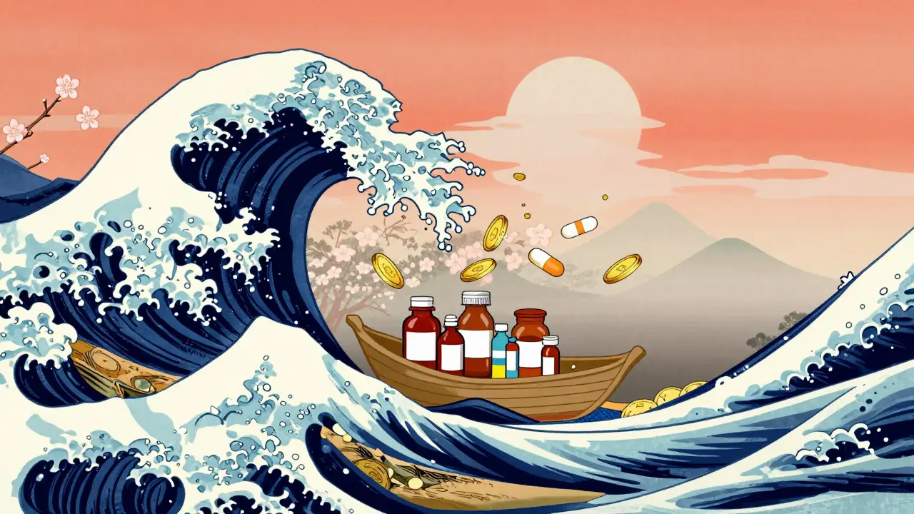 Artistic depiction of saving money on generic allergy medication