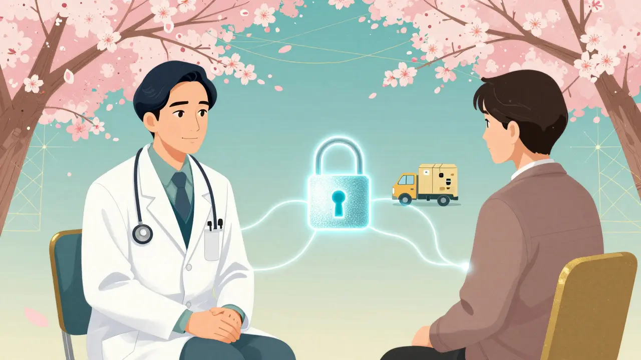 Secure telehealth consultation leading to safe medication delivery