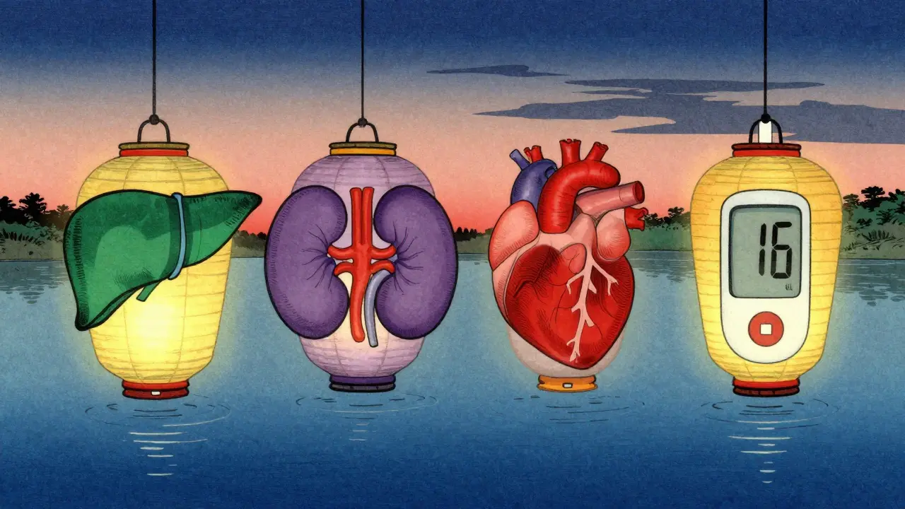 Floating lanterns representing baseline health tests in ukiyo-e art style