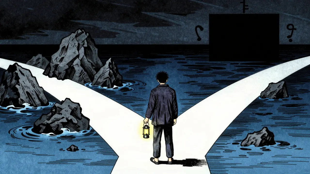 Survivor at a crossroads facing mental health challenges and gaps in care.